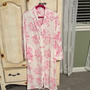 Laura Ashley Pink and White Floral Zip-Up
